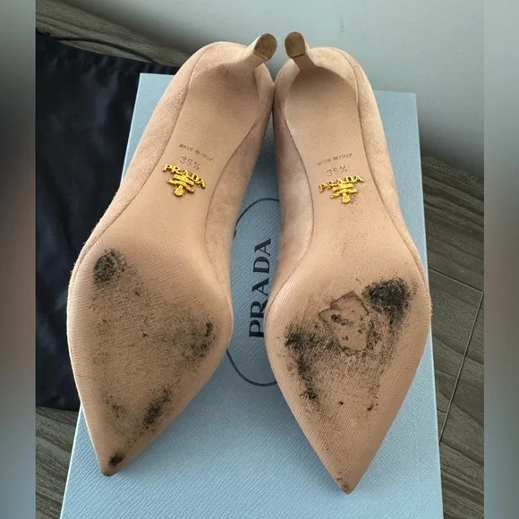Prada Calzature Donna Suede Stiletto Nude Pumps - Picture 6 of 11